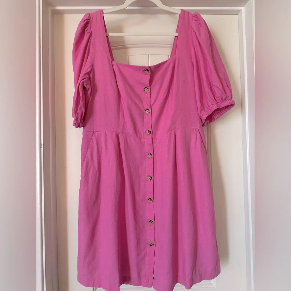 Old Navy Puff Sleeve Linen Mini Dress NWT - Picture 2 of 4